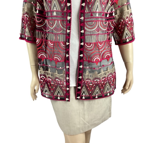 Catherines Multicolor Embroidered Mesh Topper Kimono Cardigan 0XWP - Picture 3 of 6